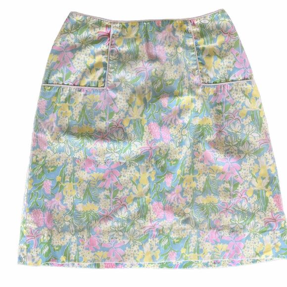 Vintage RARE 60s 70s The Lilly Pulitzer High Waist Floral A-Line Skirt Size 8 - Picture 2 of 6